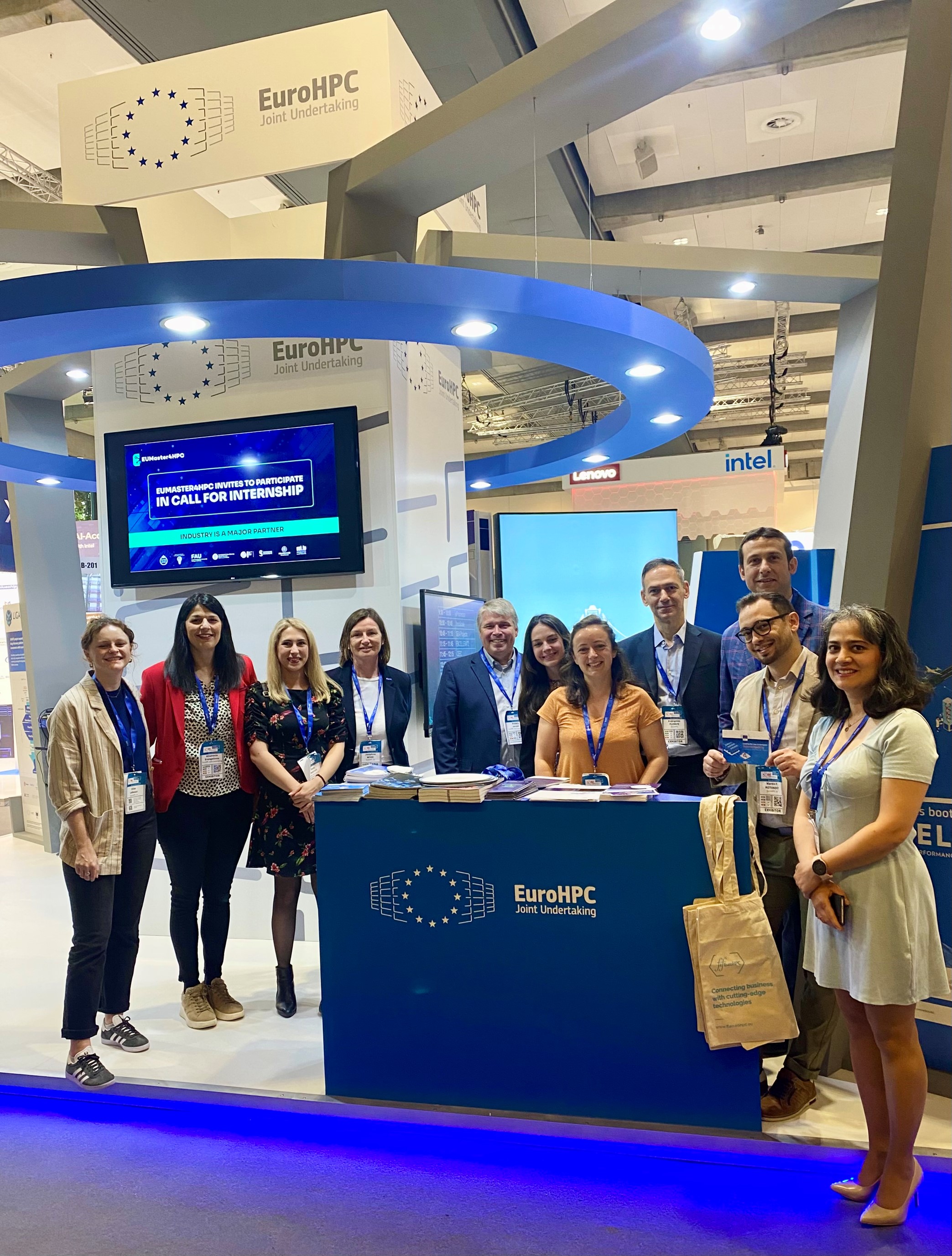 The EuroHPC team ready to welcome visitors to the stand