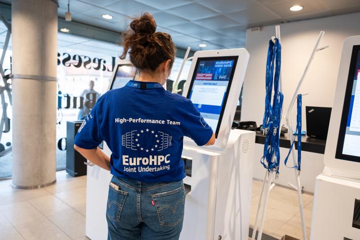 EuroHPC JU Staff welcoming participants at EuroHPC User days 2025