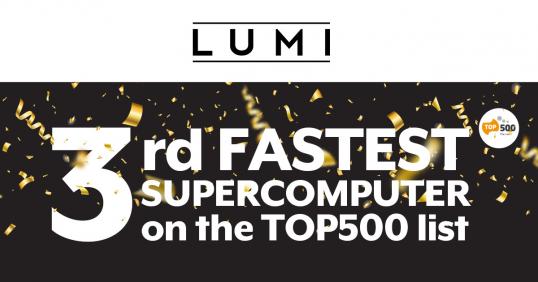 Visual announcing the ranking of LUMI on the top500 list