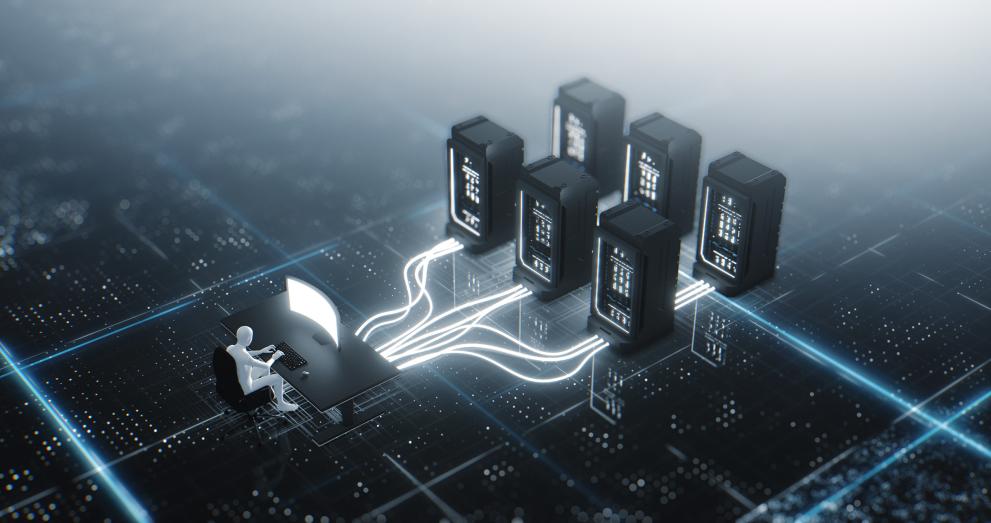 User accessing powerful supercomputers from his personal laptop