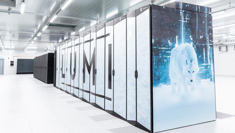 Picture of LUMI supercomputer