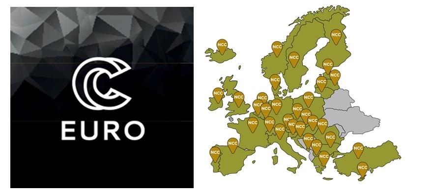 Logo of EuroCC and European map of the NCCs