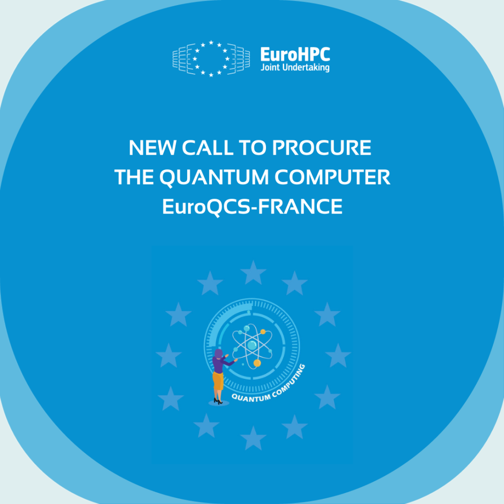 Visual announcing the launch of the procurement of a new EuroHPC quantum computer in France