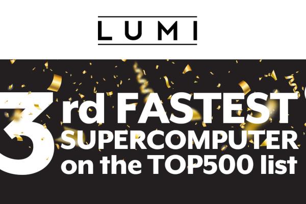 Visual announcing the ranking of LUMI on the top500 list