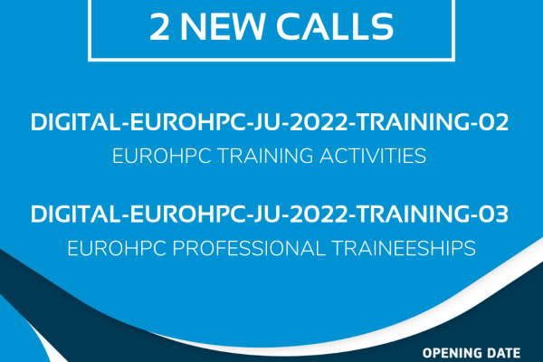 Visual announcing the two calls to support HPC training activities