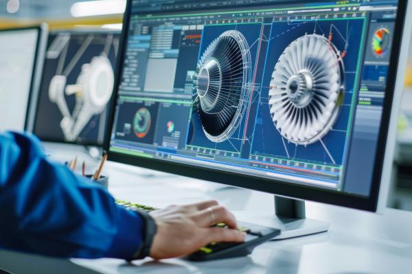 A man running some turbine simulations on a computer